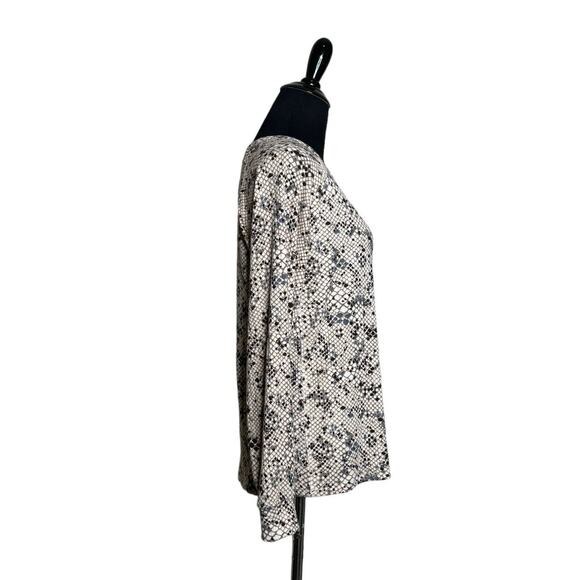 Flora cream brown print long sleeves tee size Small - Picture 8 of 11